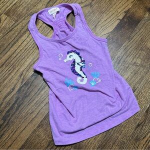 Cat & Jack Purple Sequin Seahorse Tank Top size 6/7